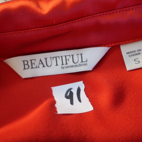 Womens BEAUTIFUL By Lawrence Zarion Red Button Down Blouse S - Picture 5 of 5